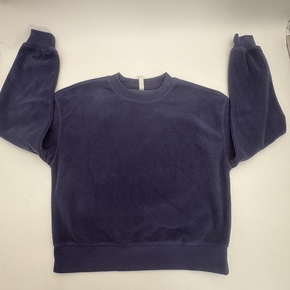 Fabletics Sweatshirt Womens Small Blue Crew Neck Fleece Pullover‎ Basic Casual